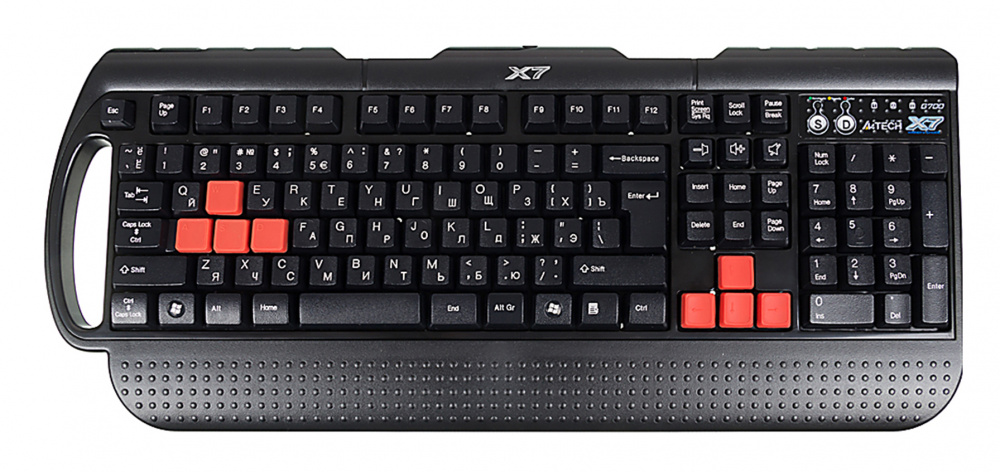 Клавиатура A4 X7-G700 черный PS/2 Multimedia for gamer (подставка для запястий)