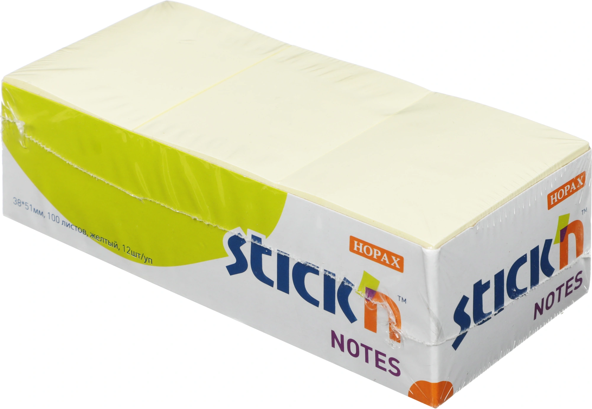 Блок самоклеящийся бумажный Stick`n 21005 38x51мм 100лист. 70г/м2 пастель желтый бокс (упак.:1шт) (Только Упаковками 12)