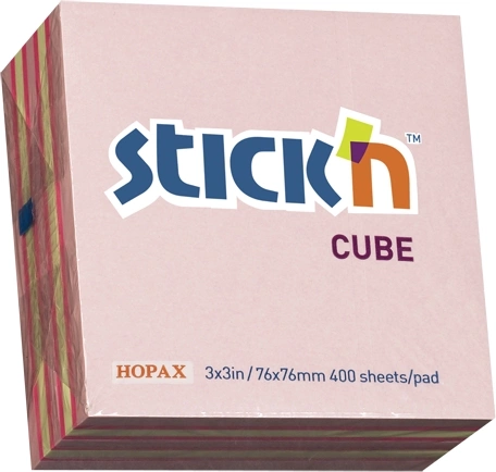 Блок самоклеящийся бумажный Stick`n 21341 76x76мм 400лист. 70г/м2 неон+пастель розовый 3цв.в упак. (Только Упаковками 12)