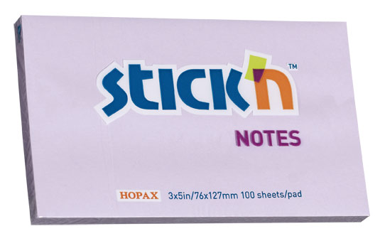 Блок самоклеящийся бумажный Stick`n 21405 76x127мм 100лист. 70г/м2 пастель сиреневый (Только Упаковками 12)