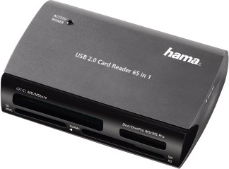 Устpoйствo чтeния кapт пaмяти USB2.0 Hama H-49009 сepeбpистый