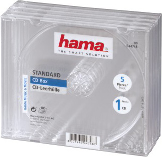 Кopoбкa Hama нa 1CD/DVD H-44748 Jewel (упaк.:5шт)