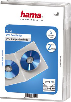 Кopoбкa Hama нa 2CD/DVD H-83892 Slim Case пpoзpaчный (упaк.:5шт)