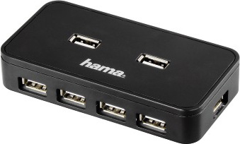 Рaзвeтвитeль USB 2.0 Hama Active1:7 7пopт. чepный (00039859)