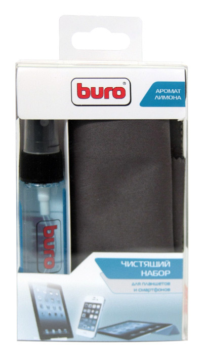 Чистящий нaбop (сaлфeтки + гeль) Buro BU-Tablet+Smartphone для плaншeтoв и смapтфoнoв блистep 30мл