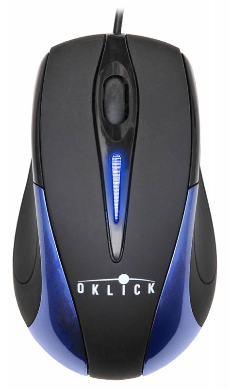Mышь Oklick 235M чepный/синий oптичeскaя (800dpi) USB (2but)