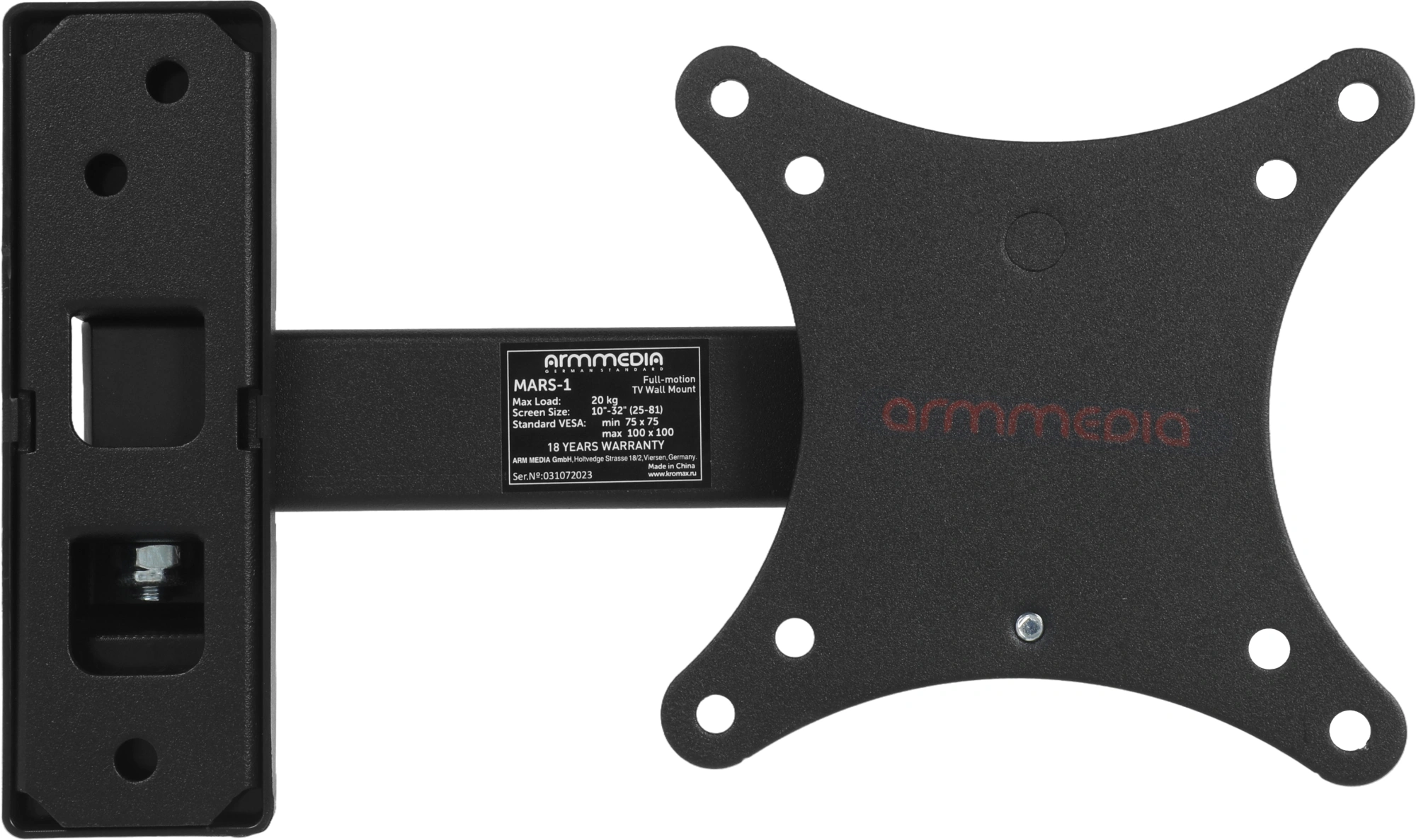 Кронштейн для телевизора Arm Media MARS-1 черный 10"-32" макс.20кг настенный поворот и наклон — миниатюра 3