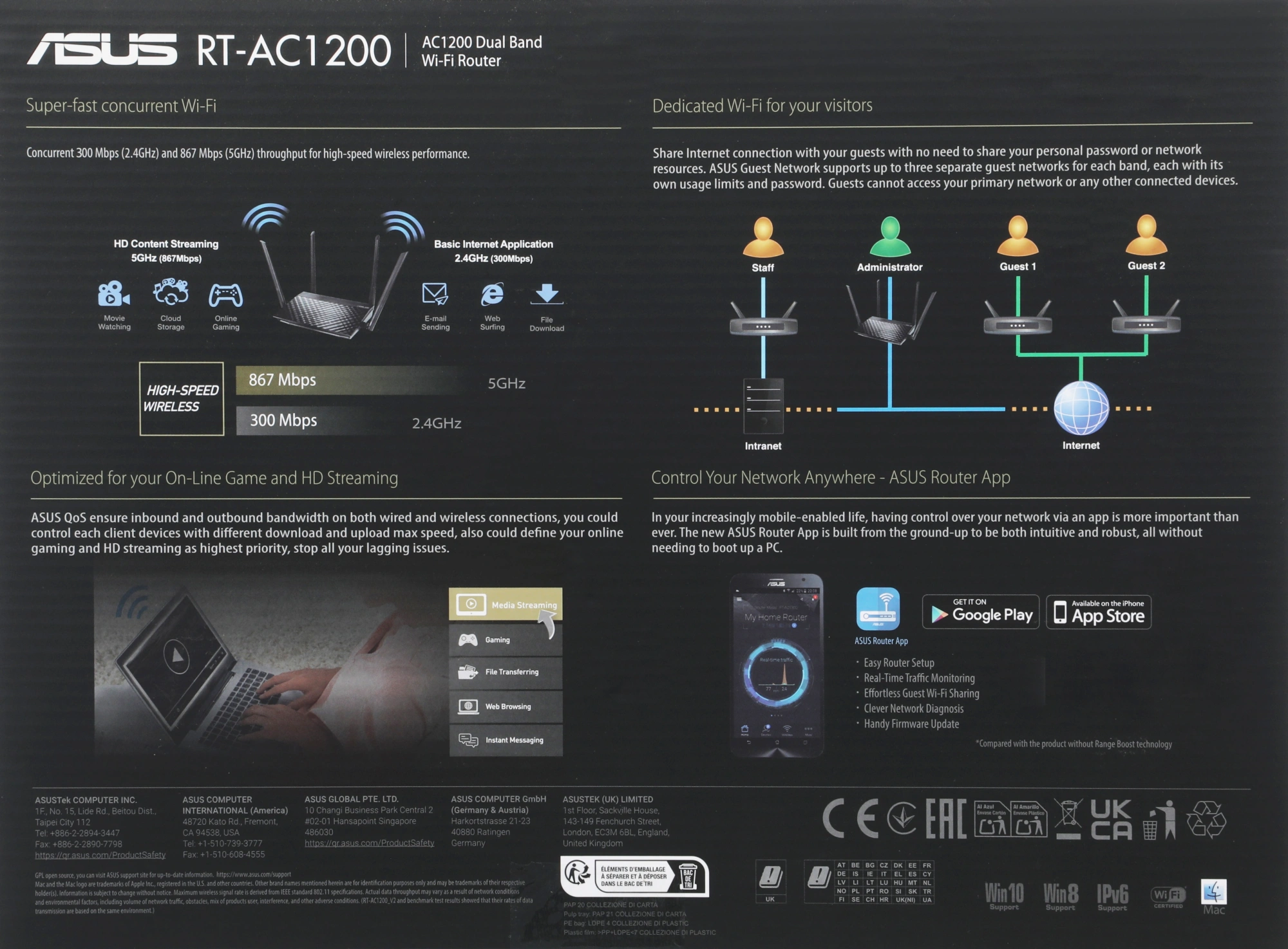 Роутер беспроводной Asus RT-AC1200 V2 (RT-AC1200) AC1200 10/100BASE-TX черный — миниатюра 12