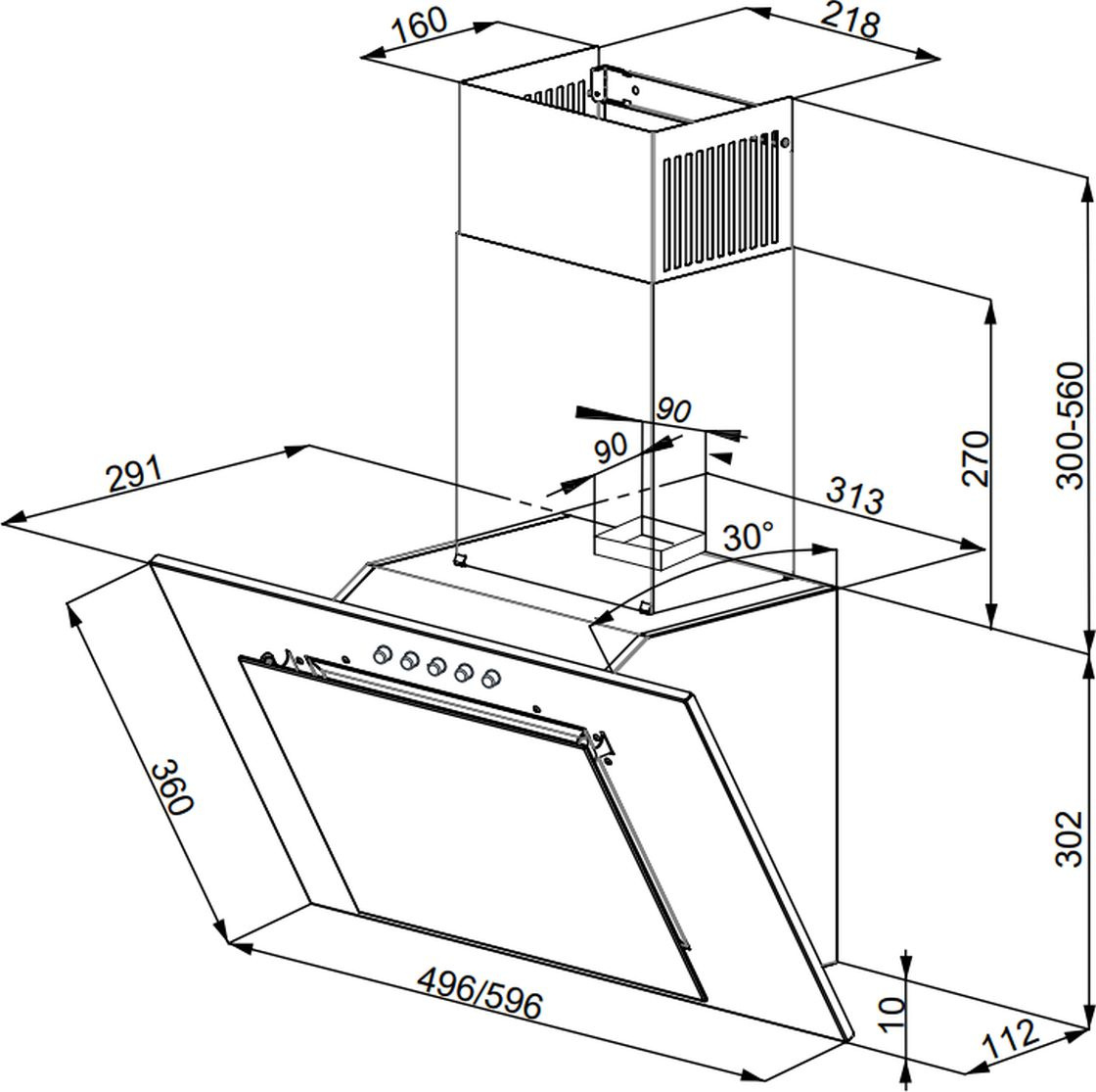 Вытяжка каминная Weissgauff Sigma 60 PB BL черный управление: кнопочное (1 мотор)