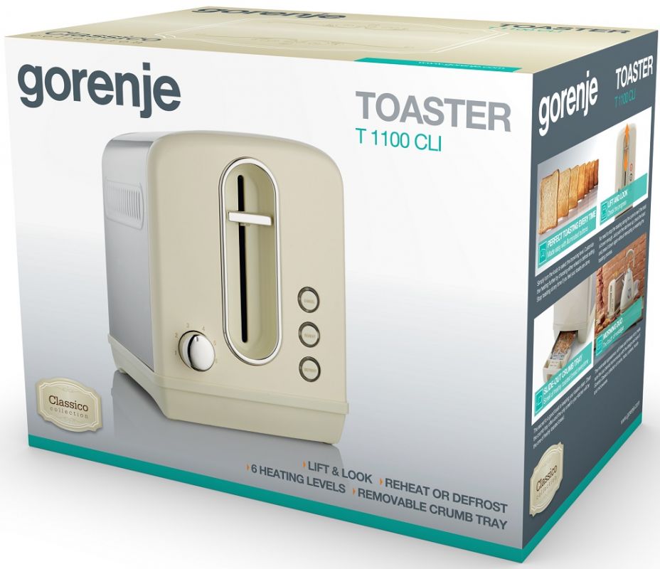 Тостер Gorenje T1100CLI 860Вт бежевый/серебристый