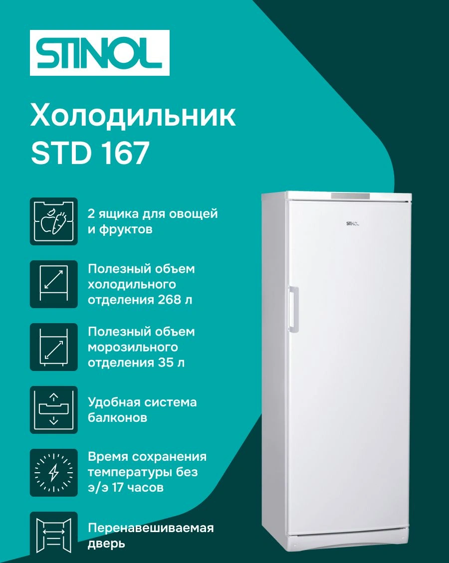 Холодильник Stinol STD 167 1-нокамерн. белый — миниатюра 14