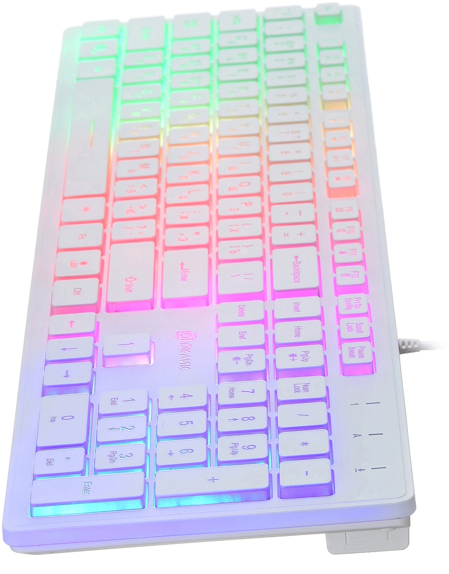 Клавиатура Оклик 550ML белый USB slim Multimedia LED (1061618) кабель 1.5м — миниатюра 4