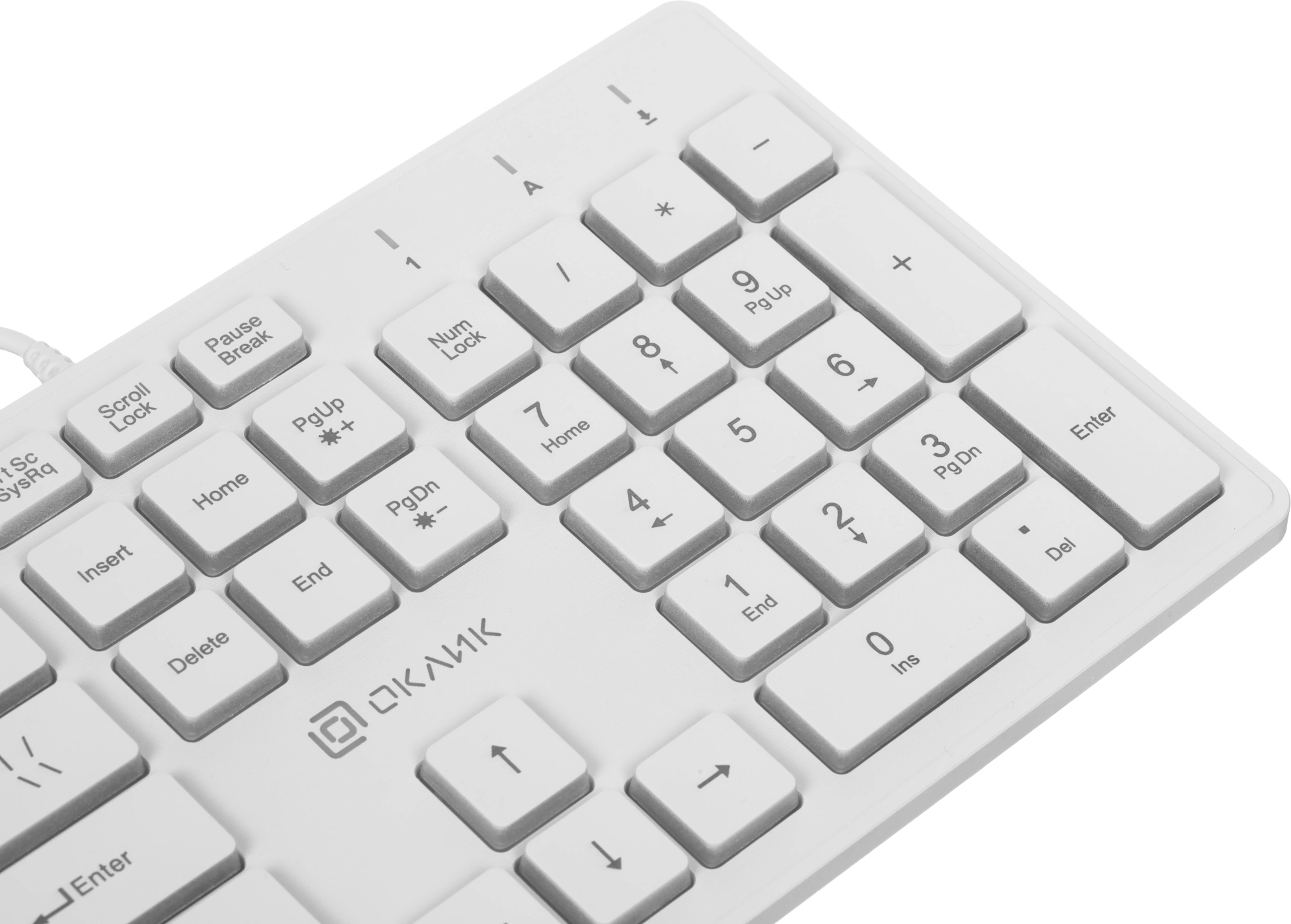 Клавиатура Оклик 550ML белый USB slim Multimedia LED (1061618) кабель 1.5м — миниатюра 14