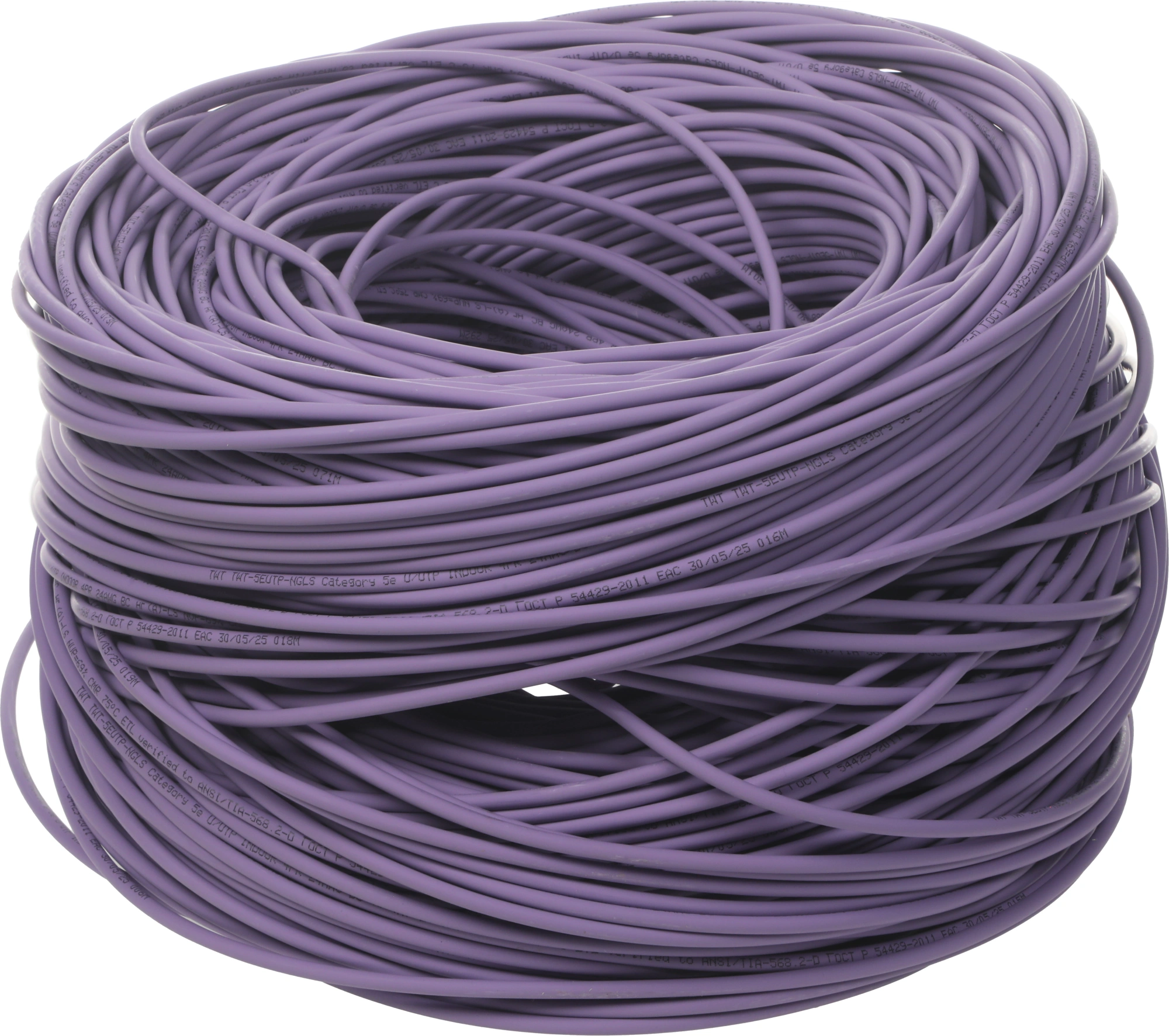 Кабель информационный Lanmaster TWT-5EUTP-NGLS кат.5E UTP 4 пары 24AWG PVC внутренний 305м фиолетовый — миниатюра 3