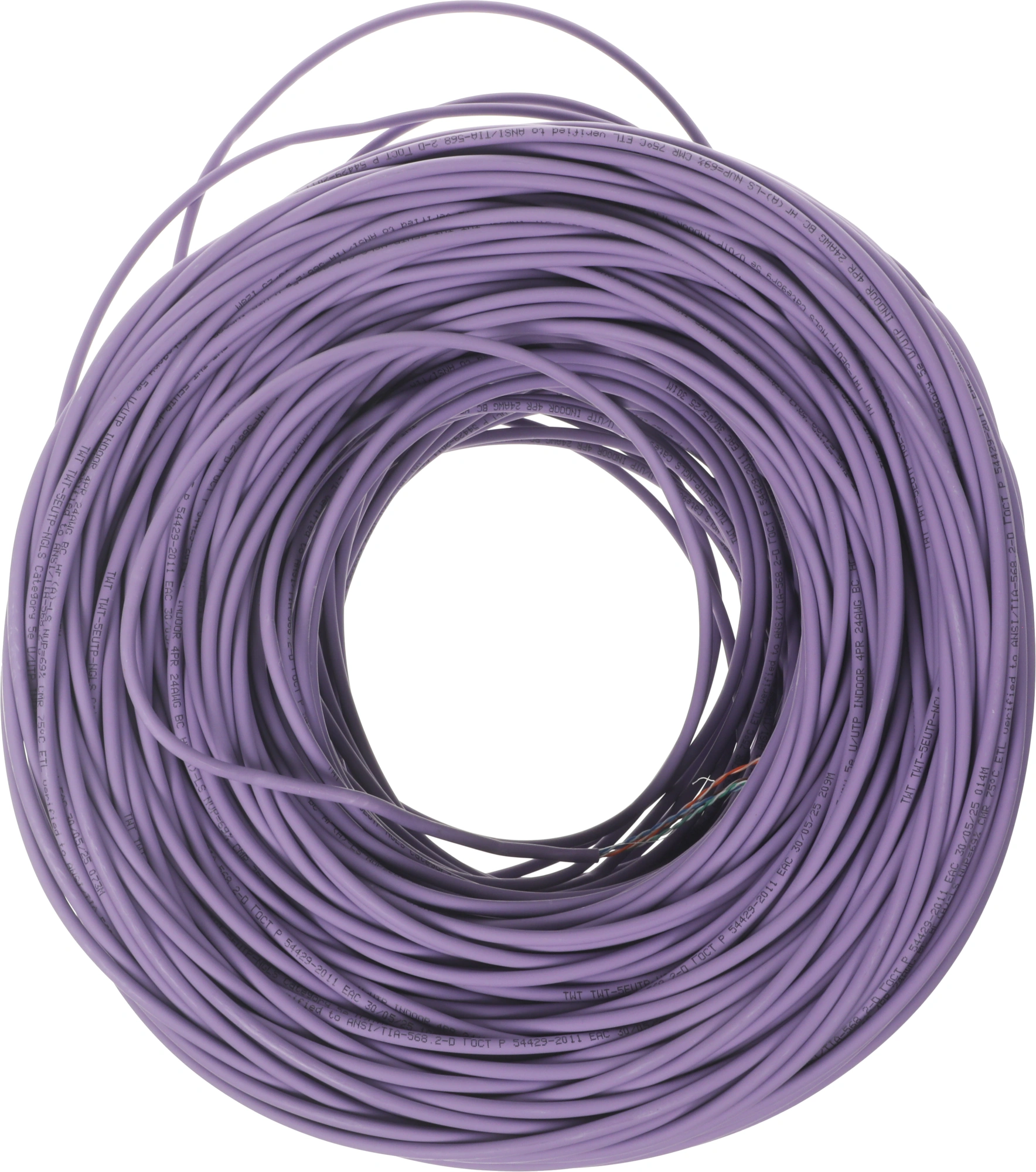 Кабель информационный Lanmaster TWT-5EUTP-NGLS кат.5E UTP 4 пары 24AWG PVC внутренний 305м фиолетовый — миниатюра 6