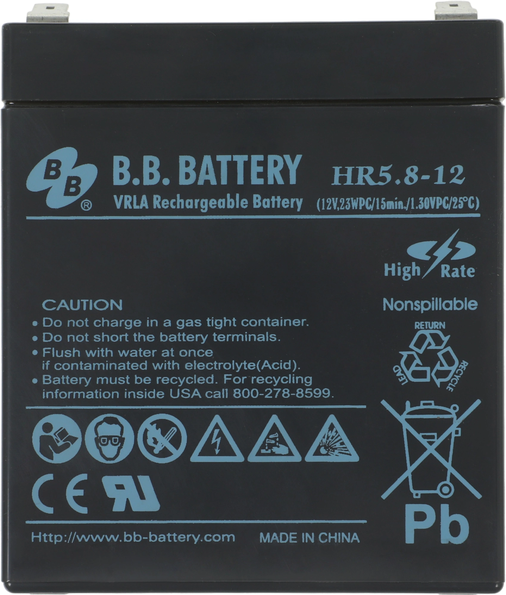 Батарея для ИБП BB HR 5,8-12 12В 5.8Ач — миниатюра 2