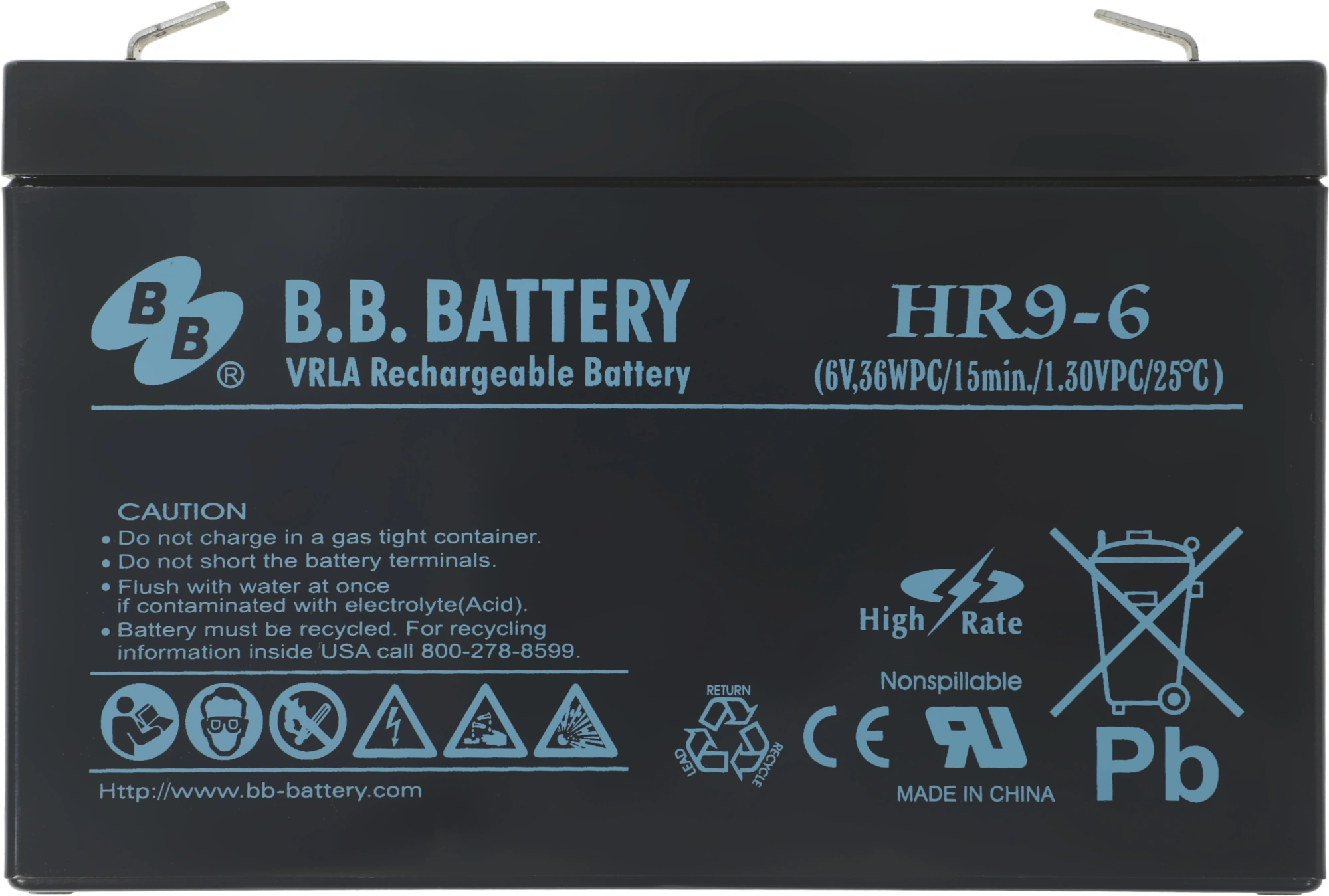 Батарея для ИБП BB HR 9-6 6В 9Ач — миниатюра 6