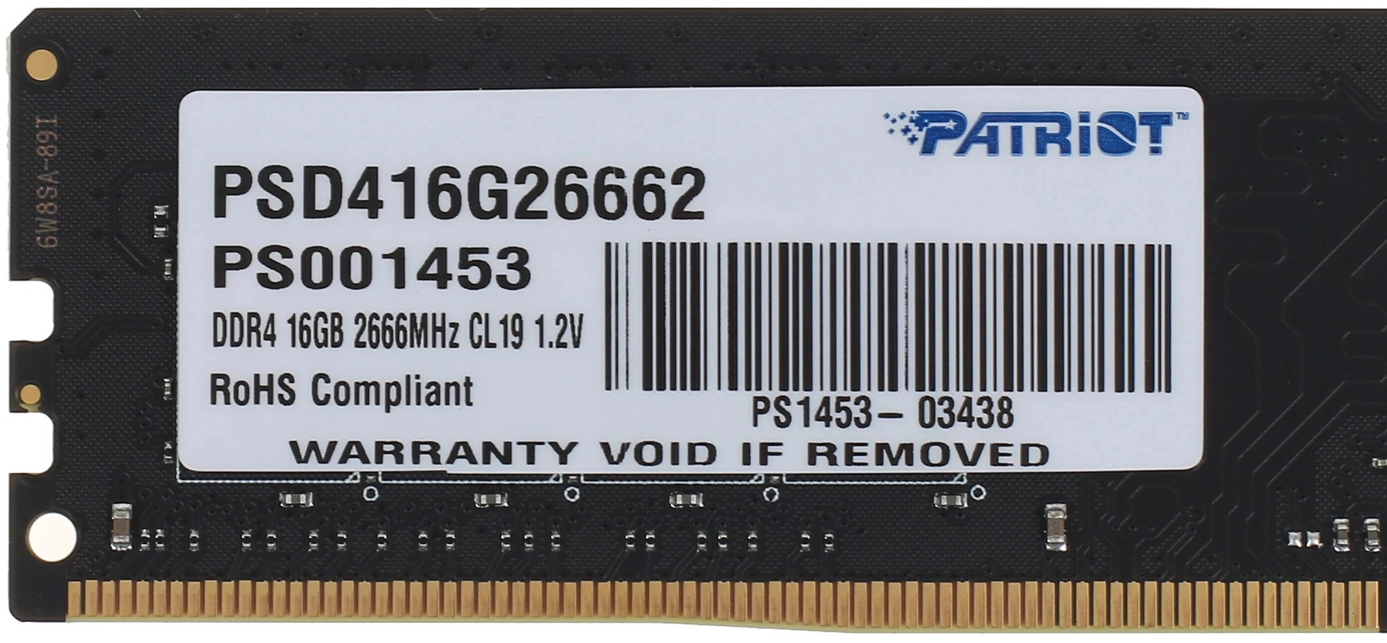 Память DDR4 16GB 2666MHz Patriot PSD416G26662 Signature RTL PC4-21300 CL19 DIMM UDIMM 288-pin 1.2В single rank Ret — миниатюра 5