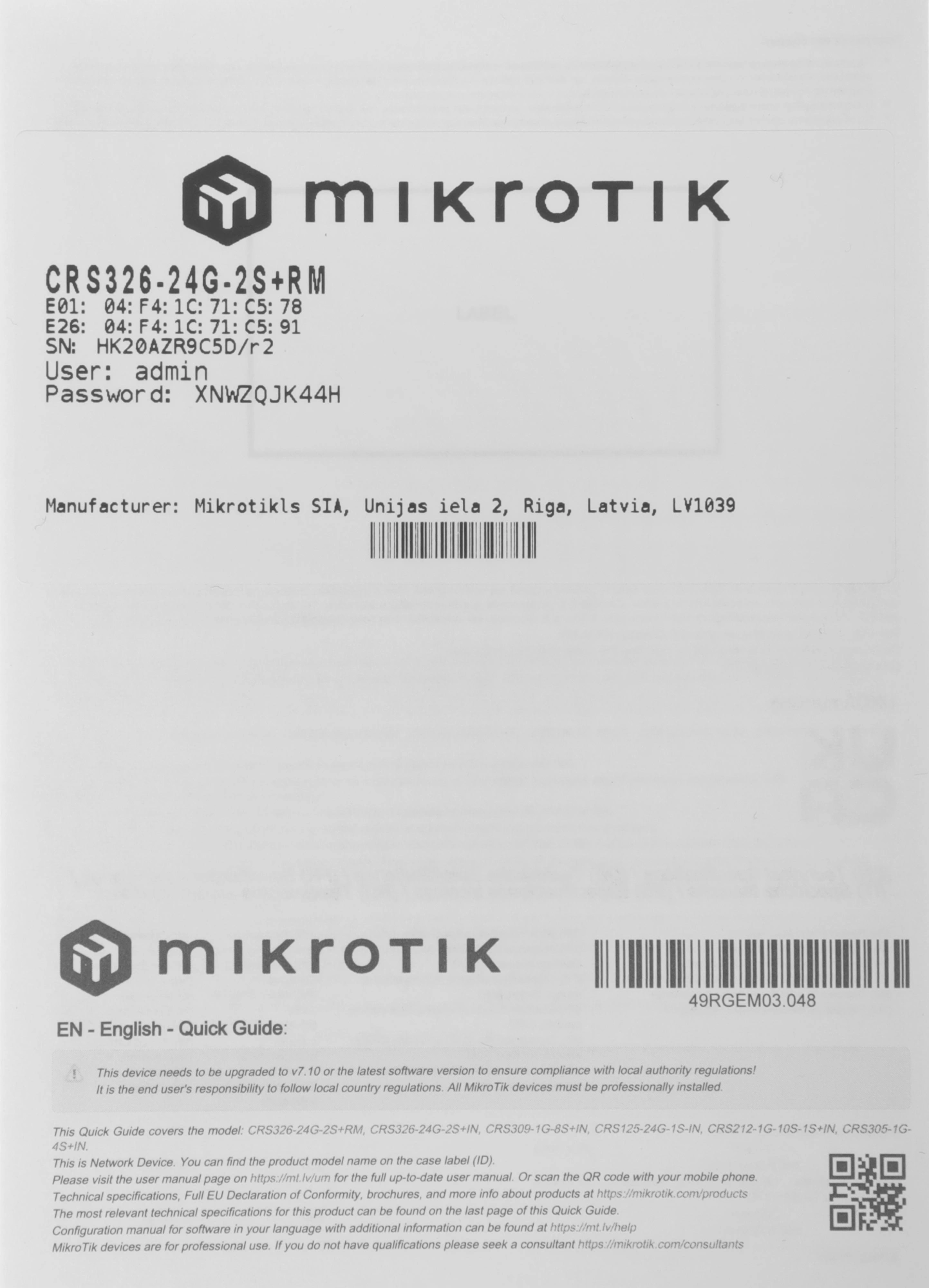 Коммутатор MikroTik CRS326-24G-2S+RM (L3) 24x1Гбит/с 2SFP+ управляемый — миниатюра 12