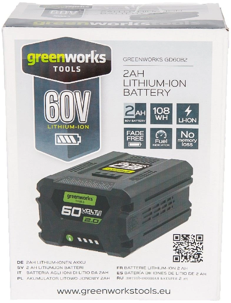 Батарея аккумуляторная Greenworks G60B2 60В 2Ач Li-Ion (2918307) — миниатюра 6