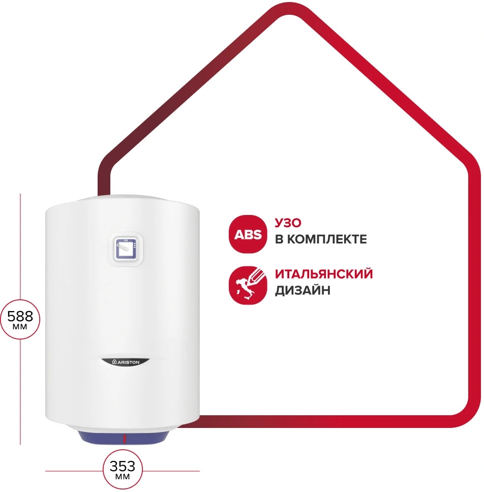 Водонагреватель Ariston BLU1 R ABS 30 V SLIM 1.5кВт 30л электрический настенный/белый — миниатюра 3