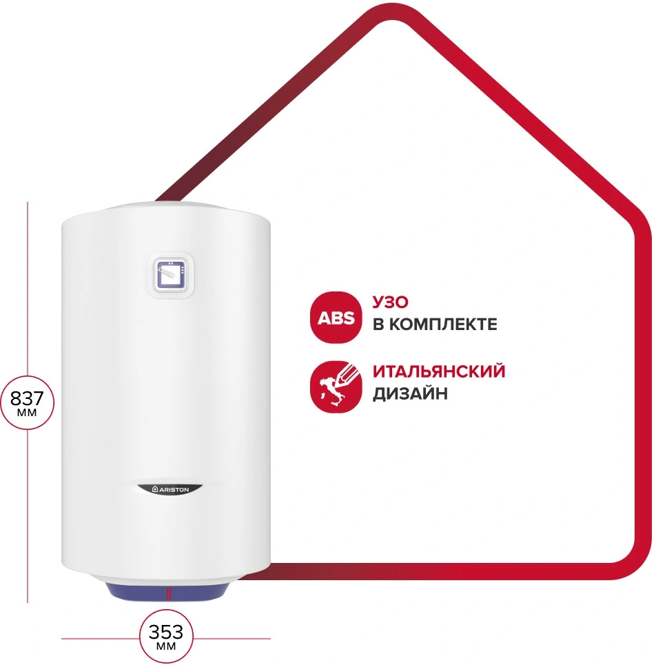 Водонагреватель Ariston BLU1 R ABS 50 V SLIM 1.5кВт 50л электрический настенный/белый — миниатюра 4