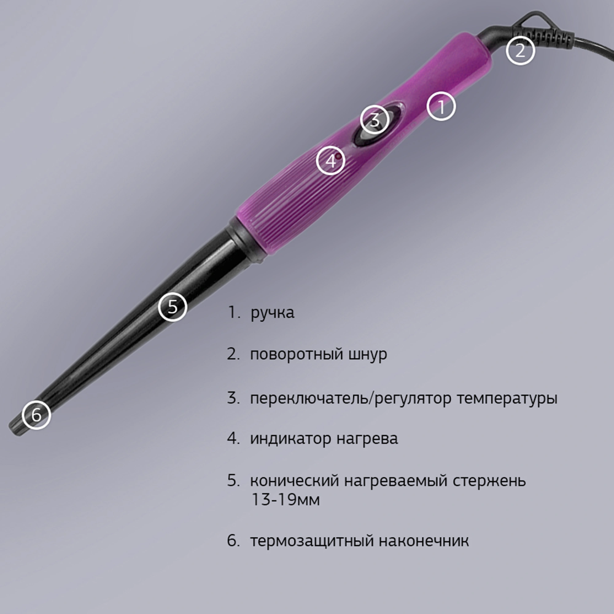 Щипцы Starwind SHE3101 30Вт фиолетовый макс.темп.:200С покрытие:керамическое — миниатюра 2