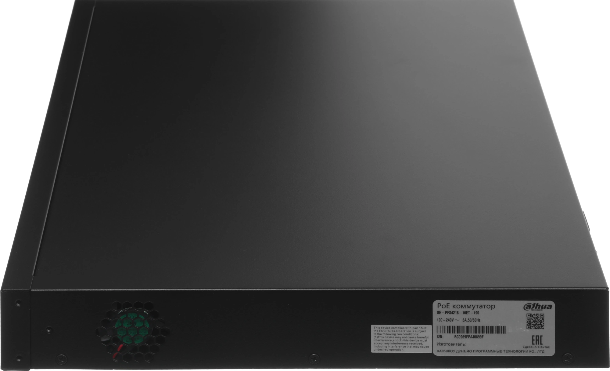Коммутатор Dahua DH-PFS4218-16ET-190 (L2) 16x100Мбит/с 2x1Гбит/с 2xКомбо(1000BASE-T/SFP) 16PoE управляемый — миниатюра 3