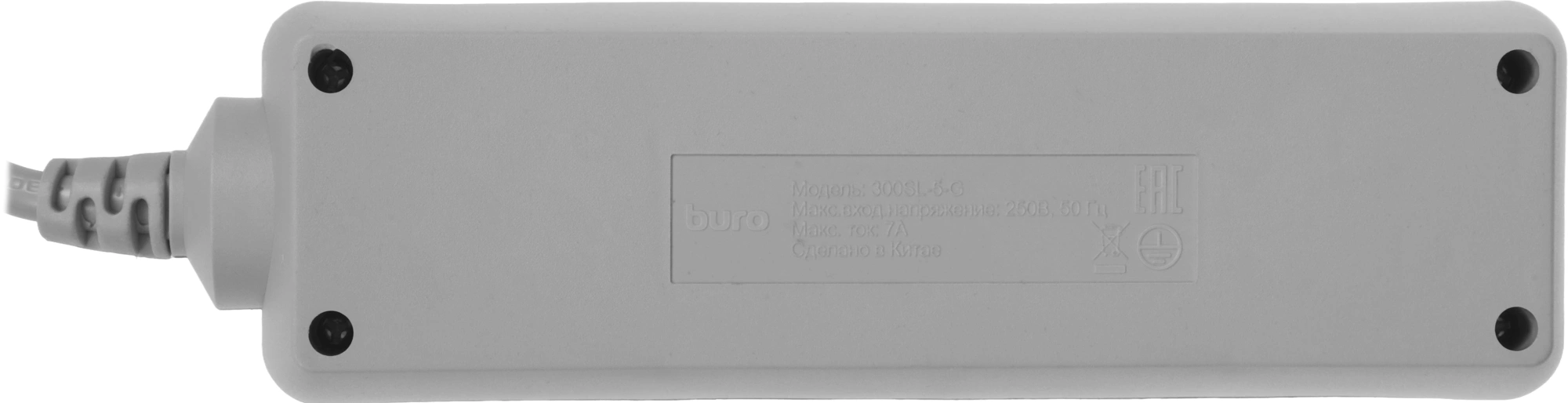 Сетевой фильтр Buro 300SL-5-G 5м (3 розетки) серый (пакет ПЭ) — миниатюра 15