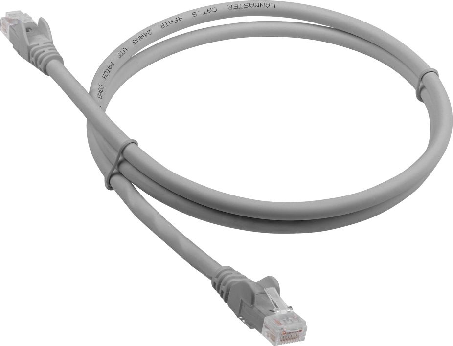 Патч-корд LANMASTER - LAN-PC45, UTP, кат. 6, 2 x RJ-45, RJ-45 - RJ-45, LSZH, серый, 3 м, LAN-PC45/U6-3.0-GY