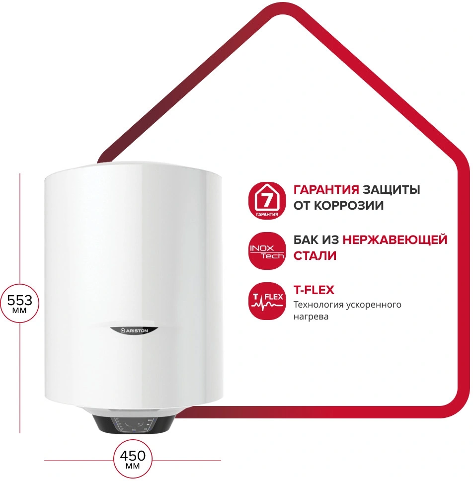 Водонагреватель Ariston PRO1 ECO INOX ABS PW 50 V 2.5кВт 50л электрический настенный/белый — миниатюра 3