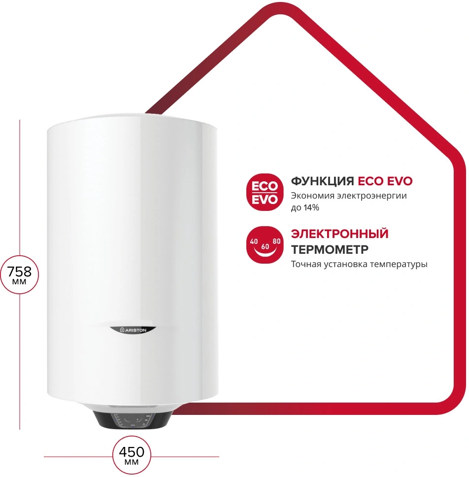 Водонагреватель Ariston PRO1 ECO INOX ABS PW 80 V 2.5кВт 80л электрический настенный/белый — миниатюра 4