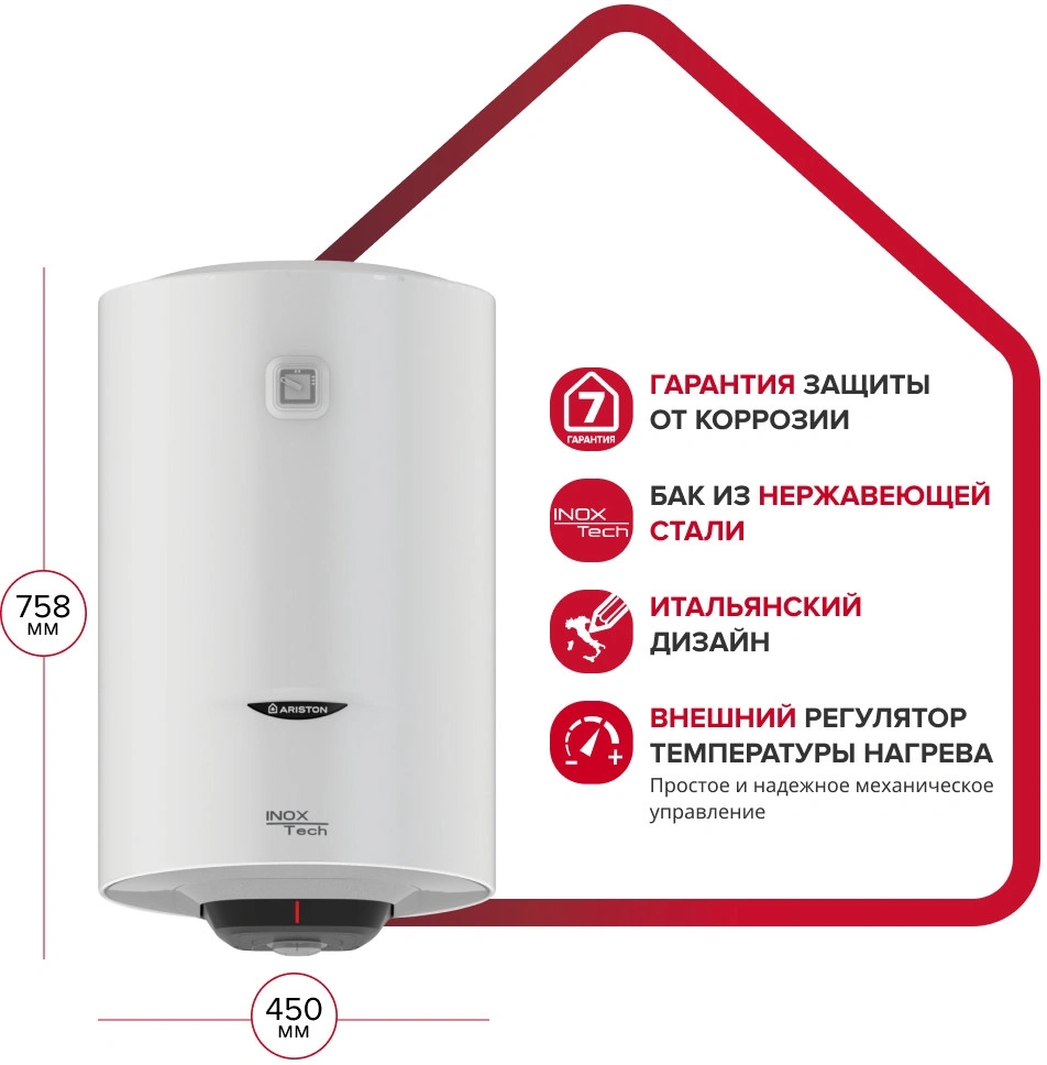 Водонагреватель Ariston PRO1 R INOX ABS 80 V 1.5кВт 80л электрический настенный/белый — миниатюра 3