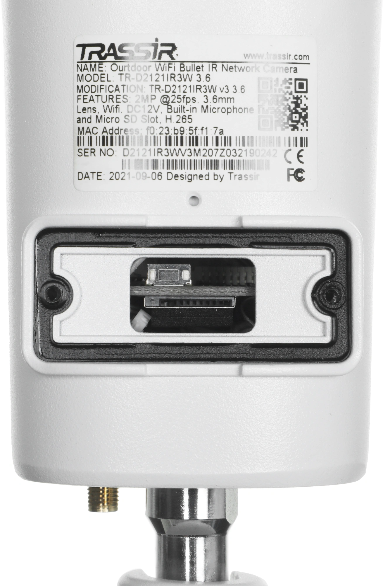 Камера видеонаблюдения IP Trassir TR-D2121IR3W Wi-Fi 3.6-3.6мм цв. корп.:белый (TR-D2121IR3W (3.6 MM)) — миниатюра 5