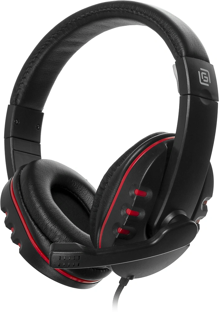 Наушники с микрофоном Оклик HS-L380G ABADDON черный/красный 1.8м мониторные оголовье (1100404) — фото 1