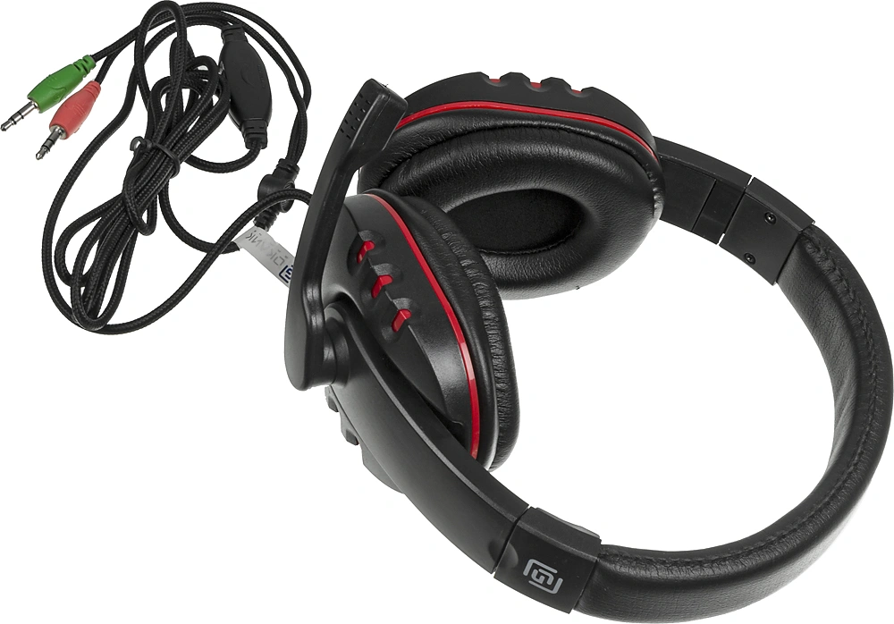 Наушники с микрофоном Оклик HS-L380G ABADDON черный/красный 1.8м мониторные оголовье (1100404) — миниатюра 2