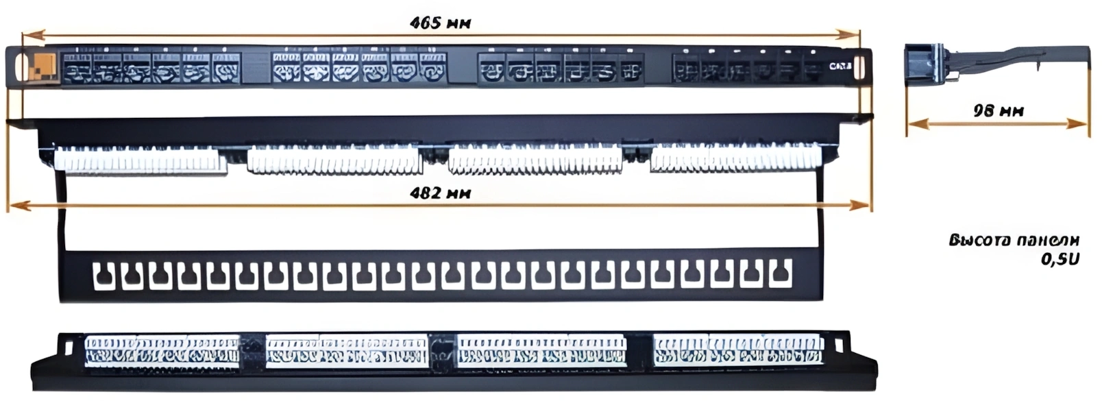 Патч-панель Lanmaster LAN-PPC24U6 19" 0.5U 24xRJ45 кат.6 UTP — миниатюра 2