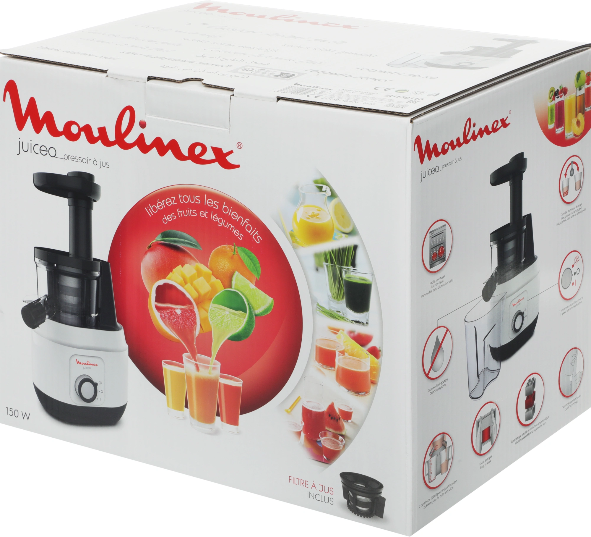 Соковыжималка шнековая Moulinex ZU150110 150Вт белый/черный — миниатюра 17