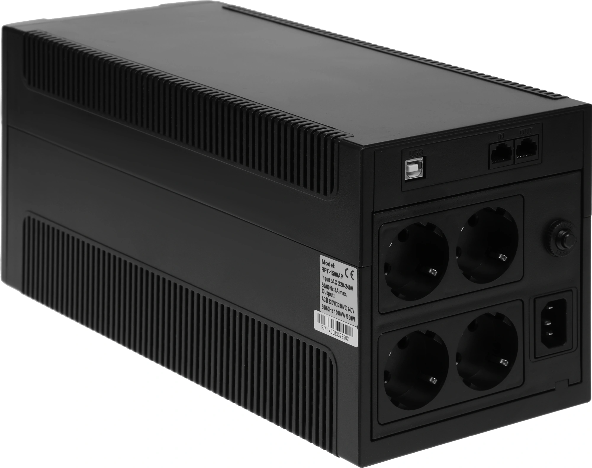 Источник бесперебойного питания Powercom Raptor RPT-1500AP LCD 900Вт 1500ВА черный — миниатюра 6