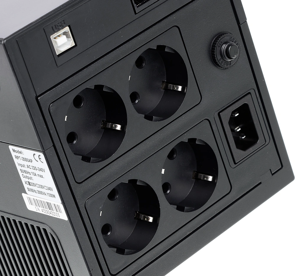 Источник бесперебойного питания Powercom Raptor RPT-2000AP LCD 1200Вт 2000ВА черный — миниатюра 9