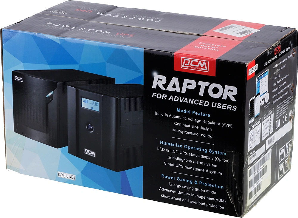 Источник бесперебойного питания Powercom Raptor RPT-2000AP LCD 1200Вт 2000ВА черный — миниатюра 14