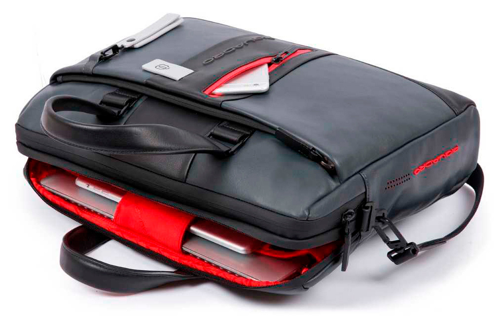 Сумка мужская Piquadro Urban CA3339UB00/GRN с отделением для ноутбука 15.6" серая/черная натур.кожа — миниатюра 7
