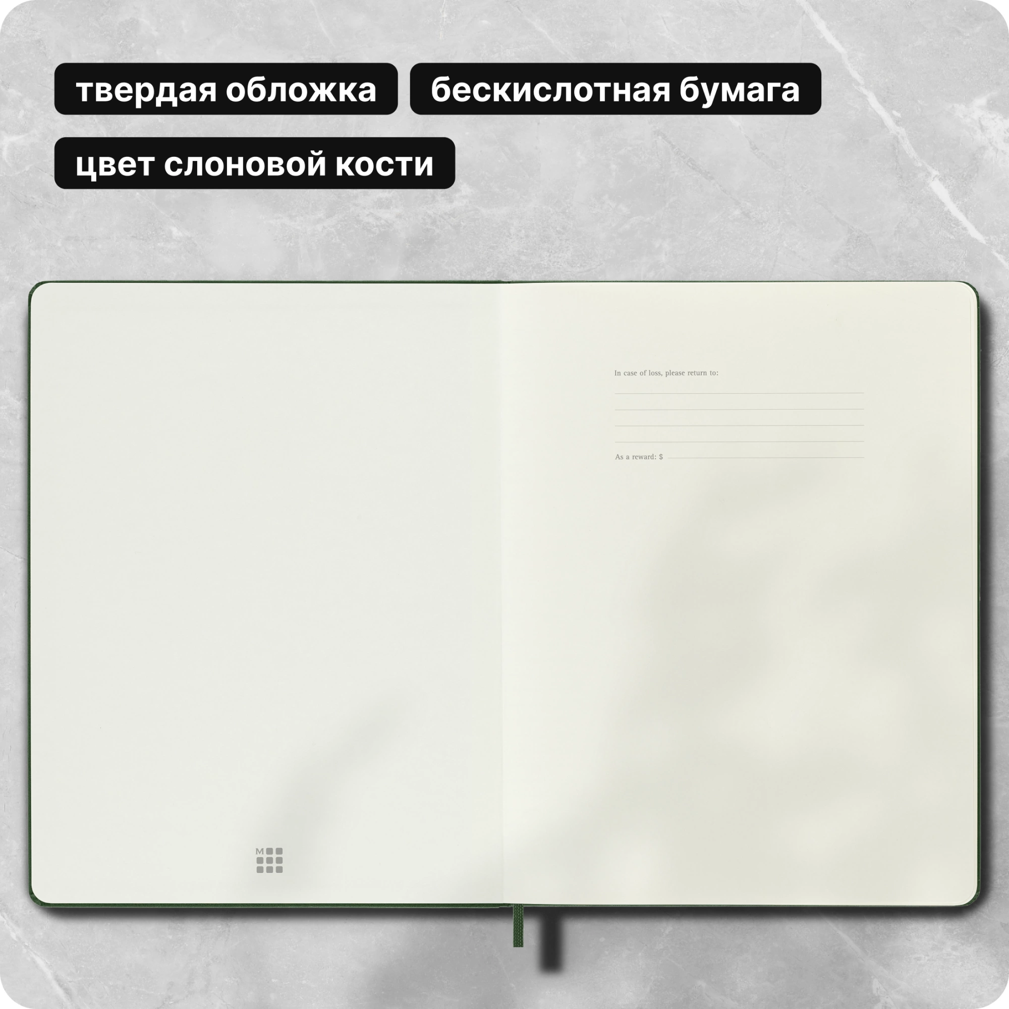 Блокнот Moleskine CLASSIC QP093K15 XLarge 190х250мм 192стр. пунктир твердая обложка зеленый — миниатюра 8