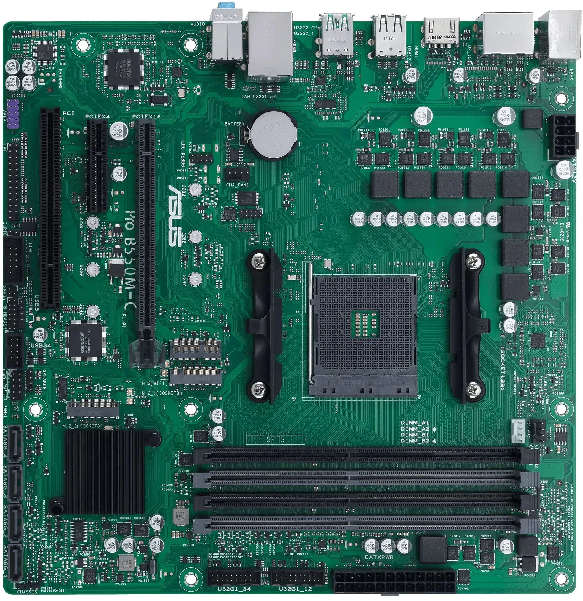 Материнская плата Asus PRO B550M-C/CSM Soc-AM4 AMD B550 4xDDR4 mATX AC`97 8ch(7.1) GbLAN RAID+HDMI+DP — фото 1