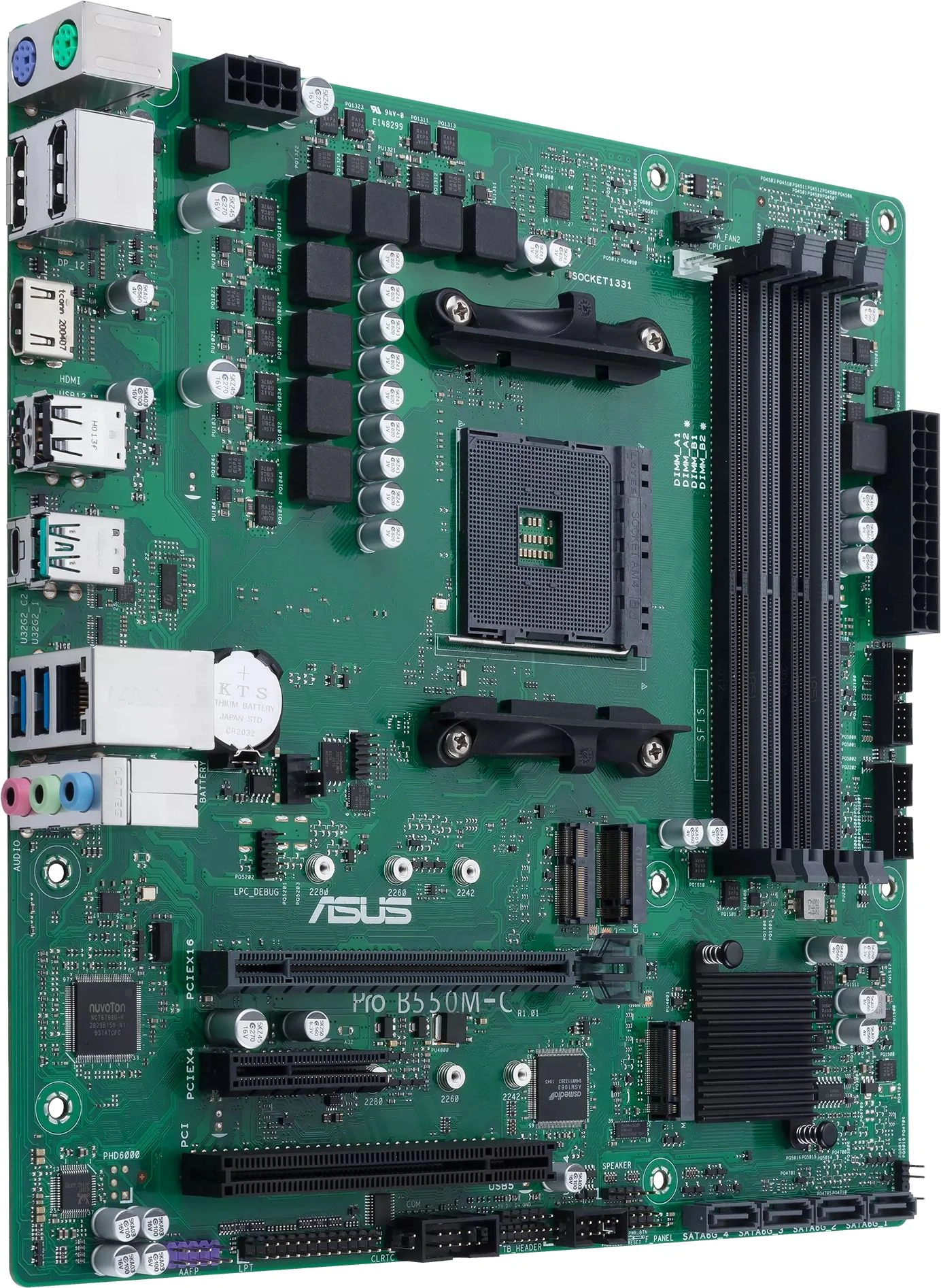 Материнская плата Asus PRO B550M-C/CSM Soc-AM4 AMD B550 4xDDR4 mATX AC`97 8ch(7.1) GbLAN RAID+HDMI+DP — миниатюра 3
