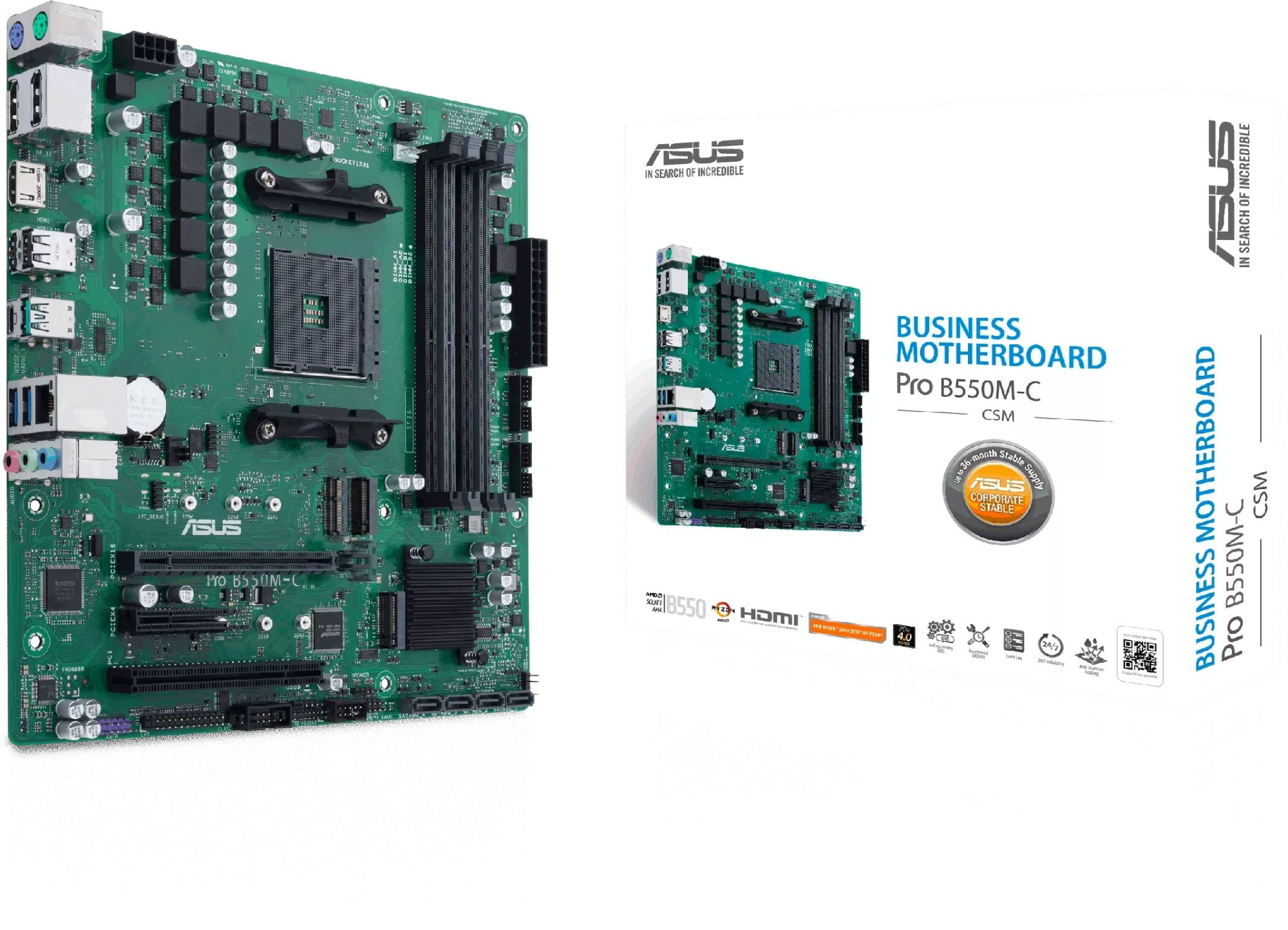 Материнская плата Asus PRO B550M-C/CSM Soc-AM4 AMD B550 4xDDR4 mATX AC`97 8ch(7.1) GbLAN RAID+HDMI+DP — миниатюра 6