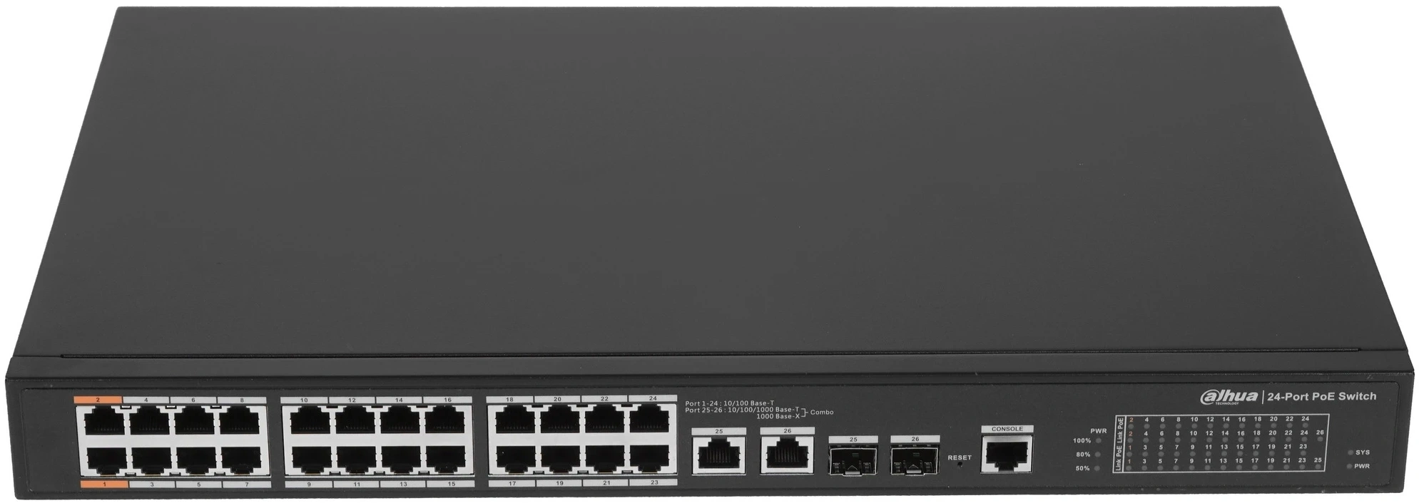 Коммутатор Dahua DH-PFS4226-24ET-240 (L2) 24x100Мбит/с 2x1Гбит/с 2xКомбо(1000BASE-T/SFP) 22PoE+ 2PoE++ 240W управляемый — миниатюра 7