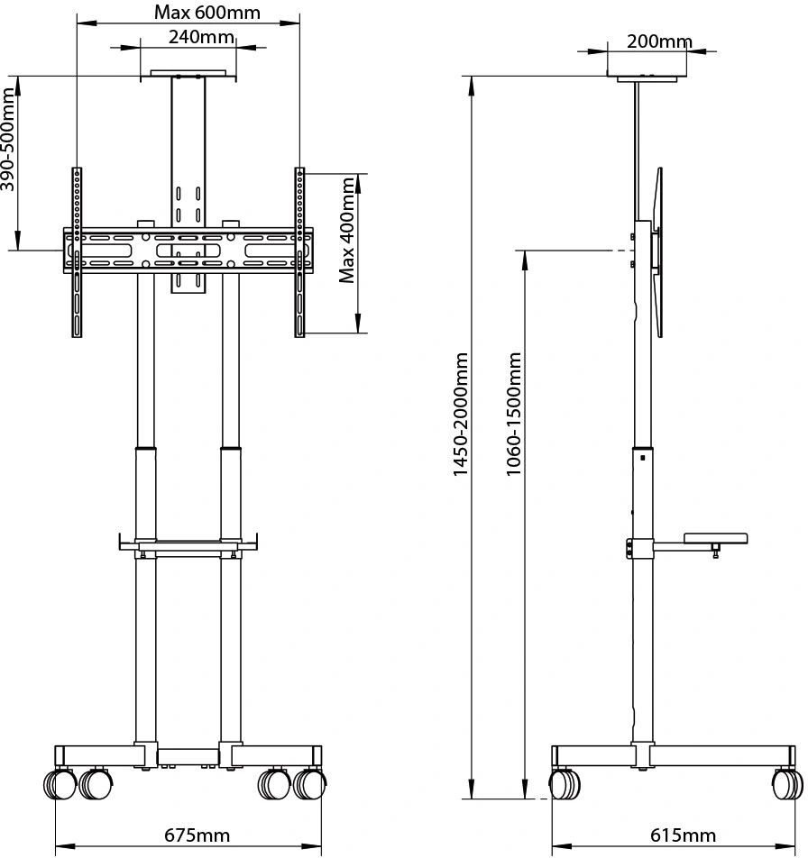 Подставка для телевизора Arm Media PT-STAND-8 черный 32"-80" макс.50кг напольный фиксированный — миниатюра 14