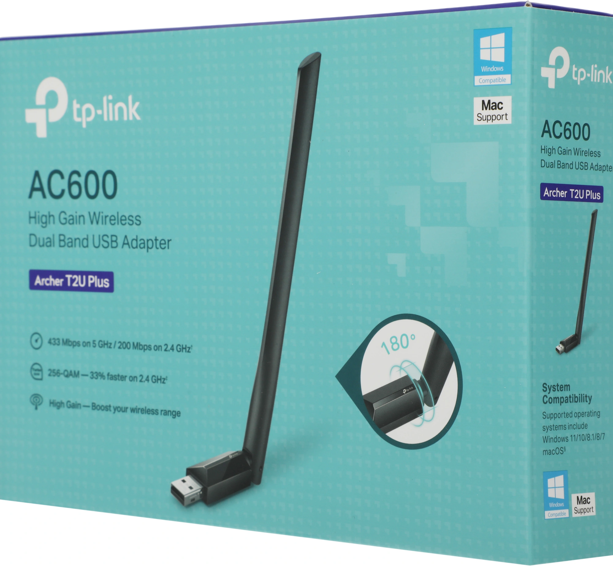 Сетевой адаптер Wi-Fi TP-Link Archer T2U Plus AC600 USB 2.0 (ант.внеш.несъем.) 1ант. — миниатюра 9