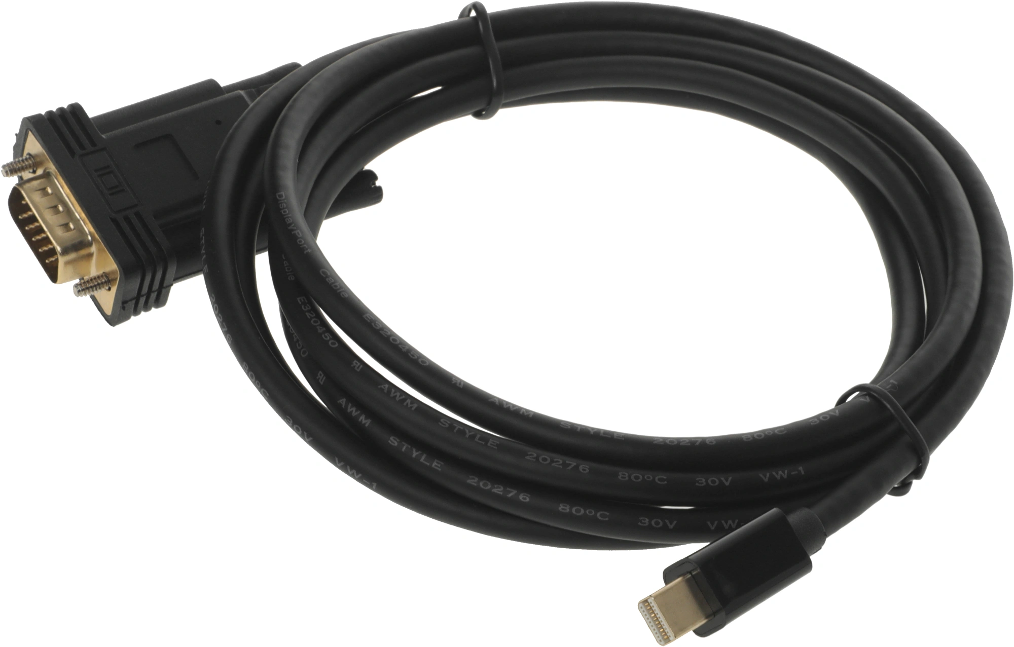 Кабель-переходник видео 1.1v miniDisplayport (m)/VGA (m) 2м. черный — миниатюра 2